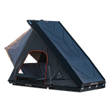 Alu-Cab Gen3.R rooftop tent with added backrest and dropdown table. Gas struts and rain cover. Camp4x4. camp 4x4, overlanding, camping. Double Cab. Single Cab. Extra Cab 